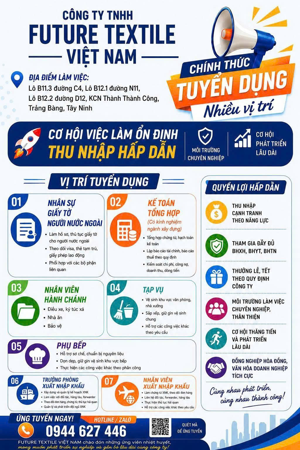 CÔNG TY TNHH FUTURE TEXTILE VIỆT NAM Tuyển dụng